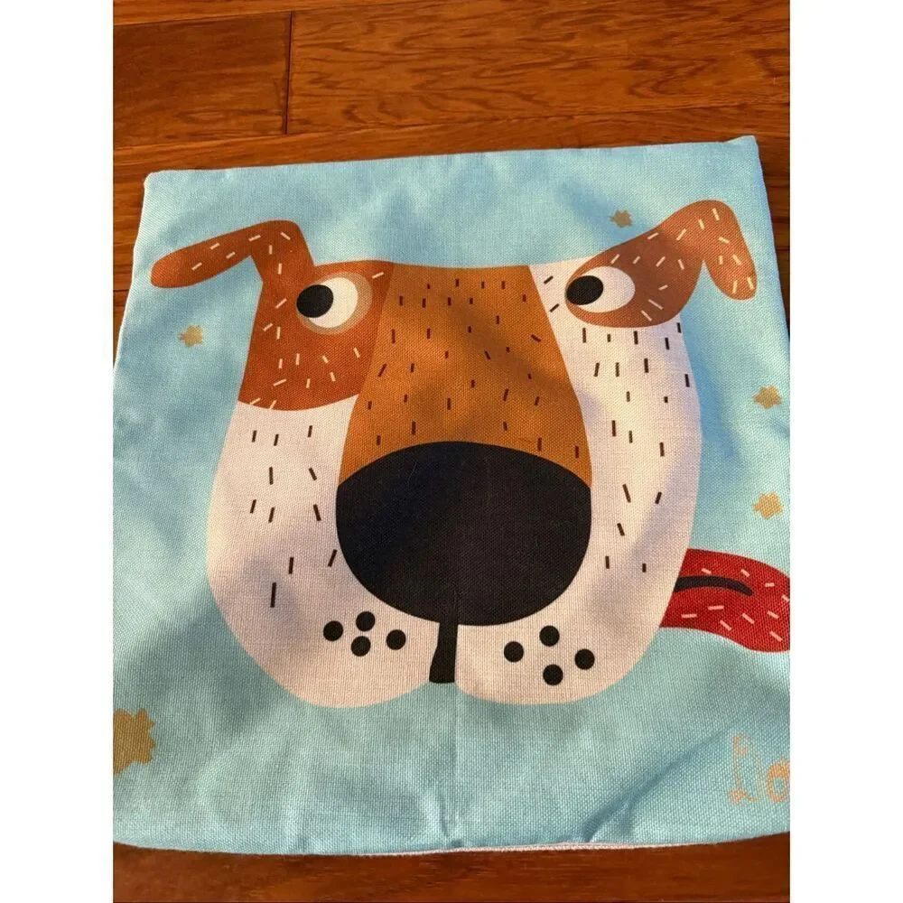 Cartoon Dog and “Be Yourself” Monster Pillow Covers 16”X16” 2 Pillow Cases